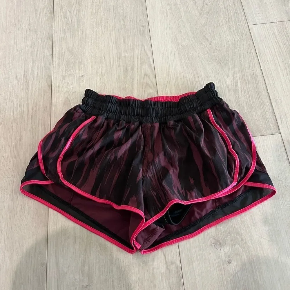 Lululemon Womens Super Squad Running Shorts Size 4 Elastic Waist Lined Purple